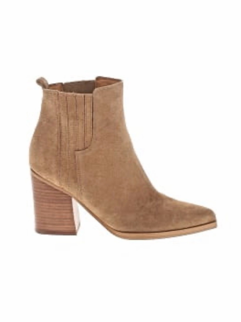 Marc Fisher Tan Suede Stacked Heel Chelsea Bootie